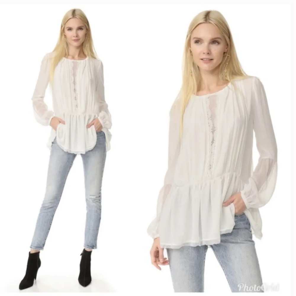 Free People boho festival ivory blouse M